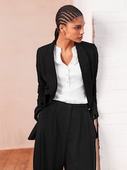 Black Mid Rise Wide Leg Pleated Trousers - Image 4 of 7