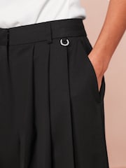 Black Mid Rise Wide Leg Pleated Trousers - Image 5 of 7
