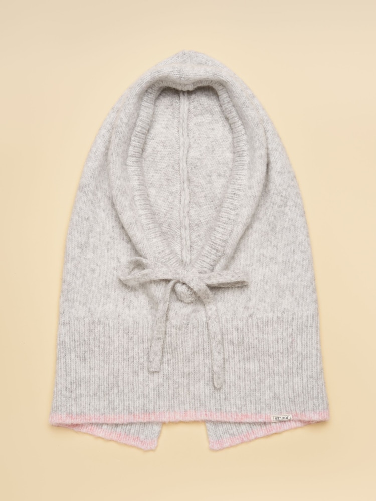 Joules Knitted Grey & Pink Drawstring Hood - Image 4 of 4 Joules Knitted Grey & Pink Drawstring Hood - Image 4 of 4