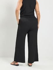 Yours Curve Black Co-ord Textured Drawstring Trousers - Image 3 of 6