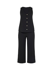 Yours Curve Black Co-ord Textured Drawstring Trousers - Image 5 of 6