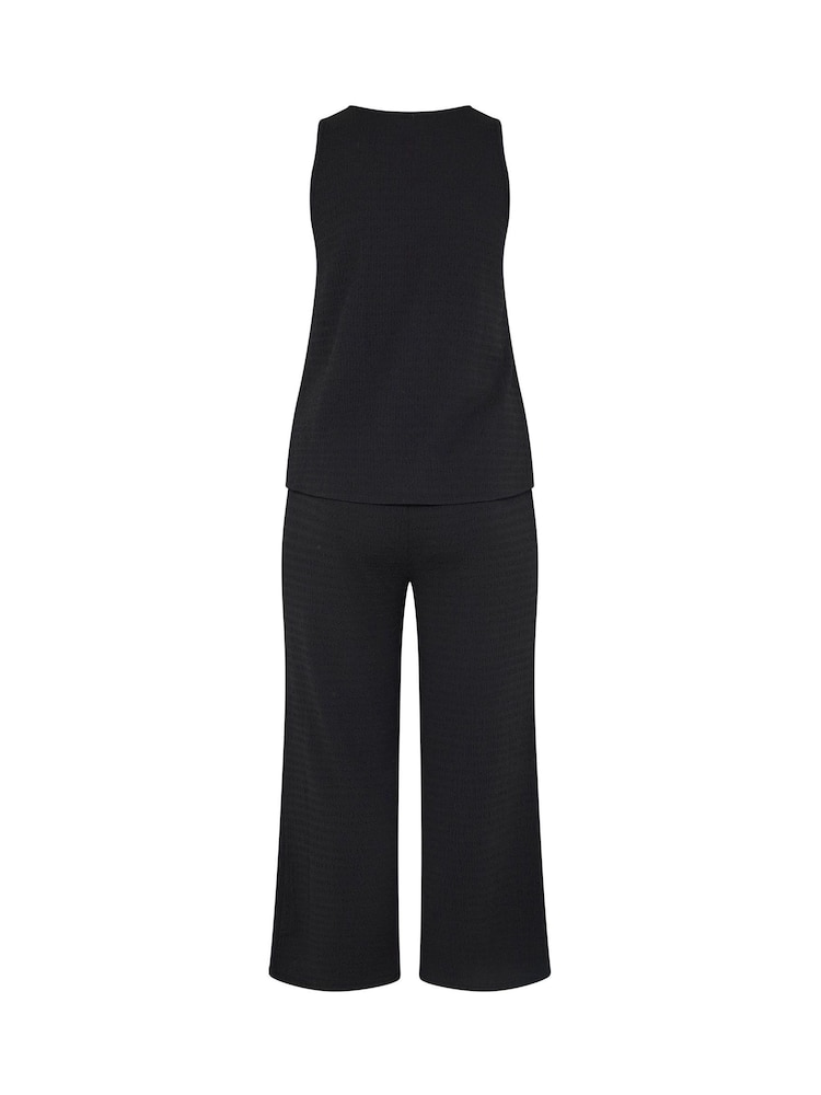 Yours Curve Black Co-ord Textured Drawstring Trousers - Image 6 of 6