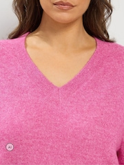 Yours Curve Pink Knitted V-Neckline Jumper - Image 4 of 7