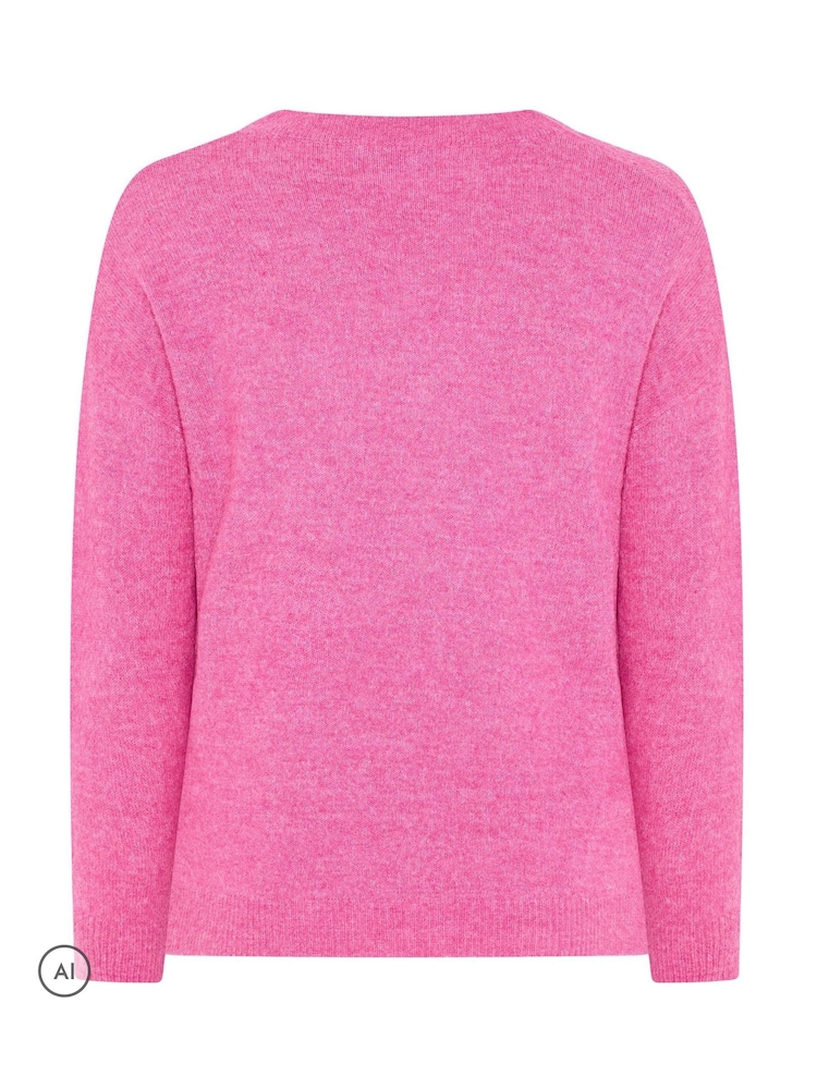 Yours Curve Pink Knitted V-Neckline Jumper - Image 7 of 7 Yours Curve Pink Knitted V-Neckline Jumper - Image 7 of 7
