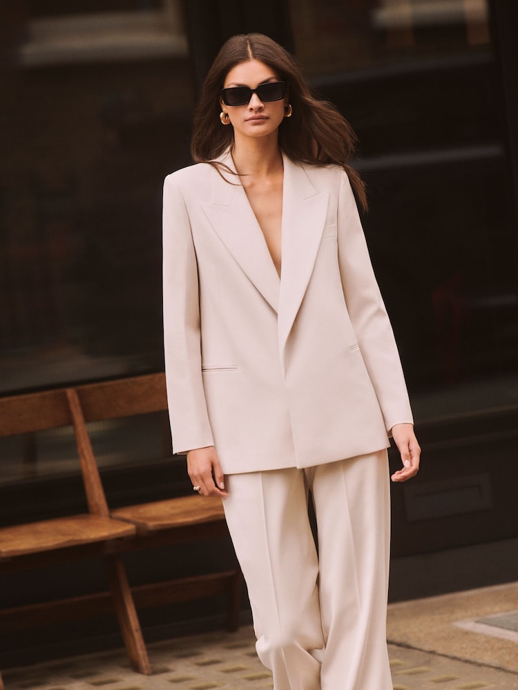 Reiss Neutral Maya Tailored Fit Single Breasted Suit Blazer - Image 1 of 5