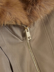 River Island Green Faux Fur Collar Bomber Jacket - Image 3 of 4
