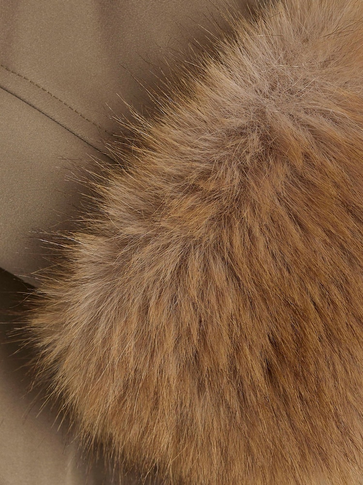River Island Green Faux Fur Collar Bomber Jacket - Image 4 of 4