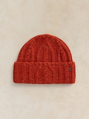 White Stuff Orange Nep Cable Fisherman Beanie - Image 1 of 3