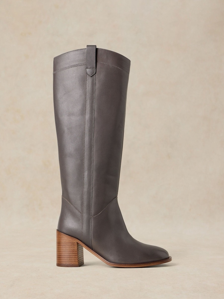 White Stuff Grey Isla Leather Knee High Boots - Image 1 of 5 White Stuff Grey Isla Leather Knee High Boots - Image 1 of 5