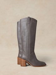 White Stuff Grey Isla Leather Knee High Boots - Image 2 of 5