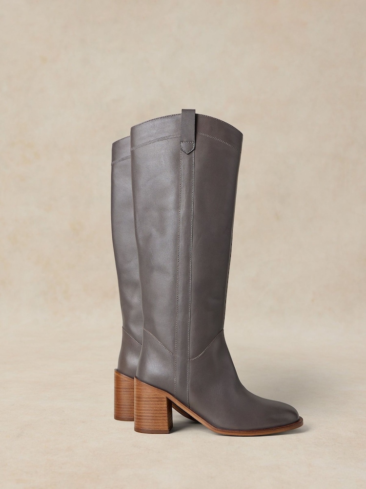 White Stuff Grey Isla Leather Knee High Boots - Image 2 of 5 White Stuff Grey Isla Leather Knee High Boots - Image 2 of 5