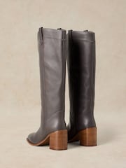 White Stuff Grey Isla Leather Knee High Boots - Image 3 of 5
