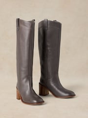 White Stuff Grey Isla Leather Knee High Boots - Image 4 of 5