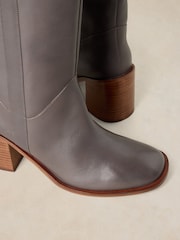 White Stuff Grey Isla Leather Knee High Boots - Image 5 of 5
