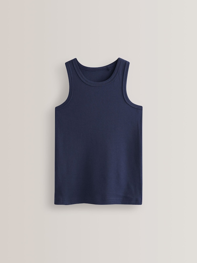 Multi 100% Cotton' to header Vests 5 Pack (1.5-16yrs) - Image 2 of 7