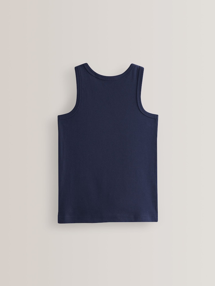 Multi 100% Cotton' to header Vests 5 Pack (1.5-16yrs) - Image 3 of 7