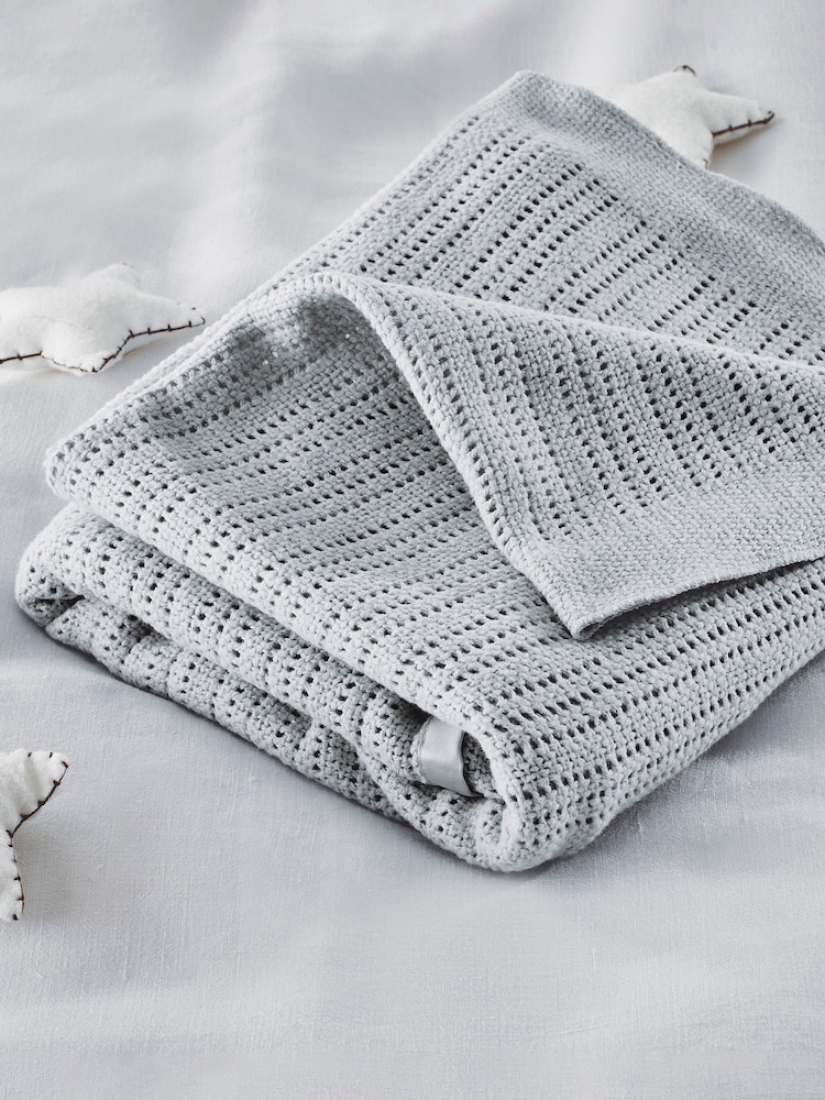 The White Company Grey Cellular Satin 100% Cotton Winter Blanket - Image 1 of 2