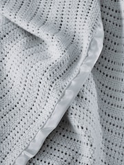The White Company Grey Cellular Satin 100% Cotton Winter Blanket - Image 2 of 2