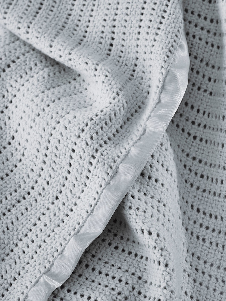 The White Company Grey Cellular Satin 100% Cotton Winter Blanket - Image 2 of 2
