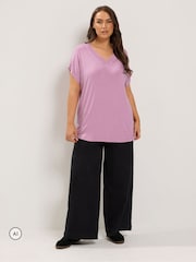 Yours Curve Pink Basic Grown On Sleeve Top - Image 2 of 6