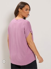 Yours Curve Pink Basic Grown On Sleeve Top - Image 3 of 6