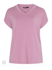 Yours Curve Pink Basic Grown On Sleeve Top - Image 5 of 6