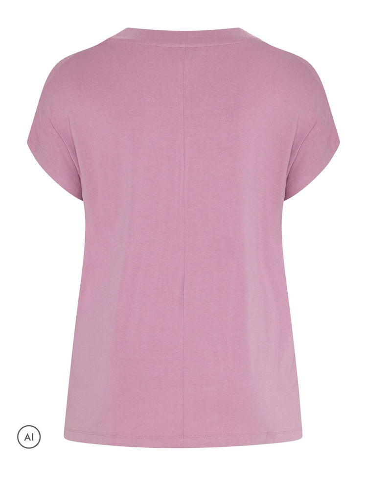 Yours Curve Pink Basic Grown On Sleeve Top - Image 6 of 6