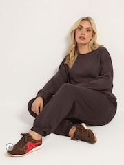 Marron - Pantalon de jogging Yours Curve coordonné à poignets - Image 1 sur 7