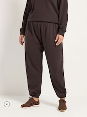 Marron - Pantalon de jogging Yours Curve coordonné à poignets - Image 2 sur 7