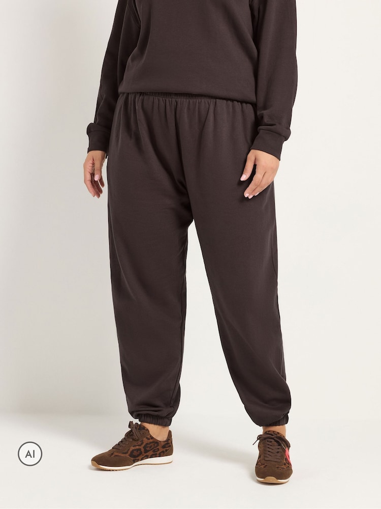 Marron - Pantalon de jogging Yours Curve coordonné à poignets - Image 2 sur 7