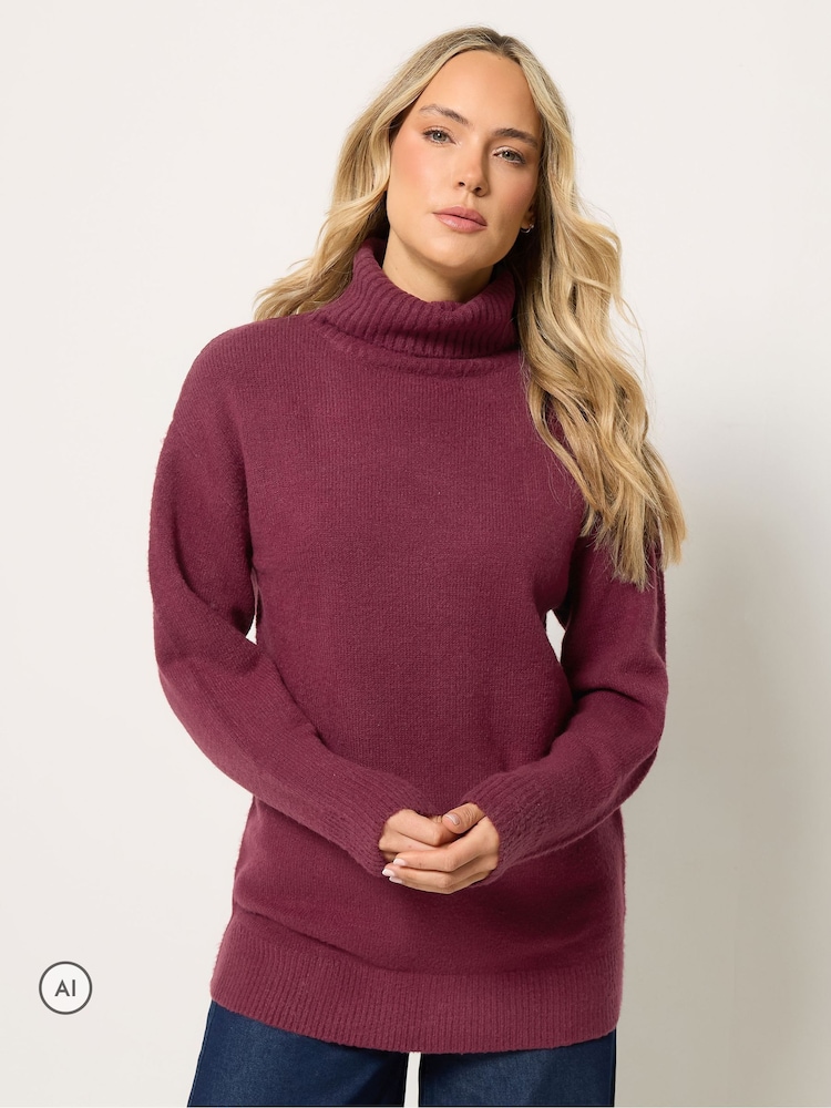 Long Tall Sally Red Knitted Roll Neck Jumper - Image 1 of 6 Long Tall Sally Red Knitted Roll Neck Jumper - Image 1 of 6