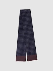 Reiss Navy Asinara Silk Polka Dot Scarf - Image 1 of 4
