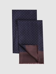 Reiss Navy Asinara Silk Polka Dot Scarf - Image 3 of 4