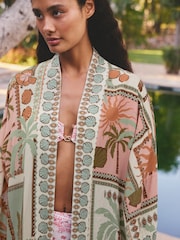 Multi Palm Print Long Line Kimono - Image 1 of 3
