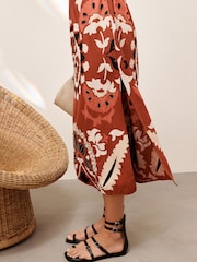Rust Red High Neck Summer Dress - Image 3 of 8