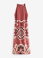 Rust Red High Neck Summer Dress - Image 7 of 8