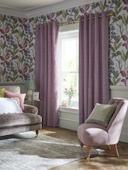 Purple Heavyweight Chenille Eyelet Lined Curtains - Image 2 of 8