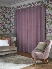 Purple Heavyweight Chenille Eyelet Lined Curtains - Image 5 of 8