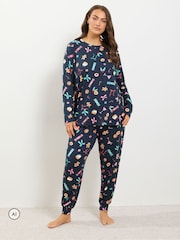 Μπλε - Yours Curve Fleece Pyjama Set - Εικόνα 1 από 7
