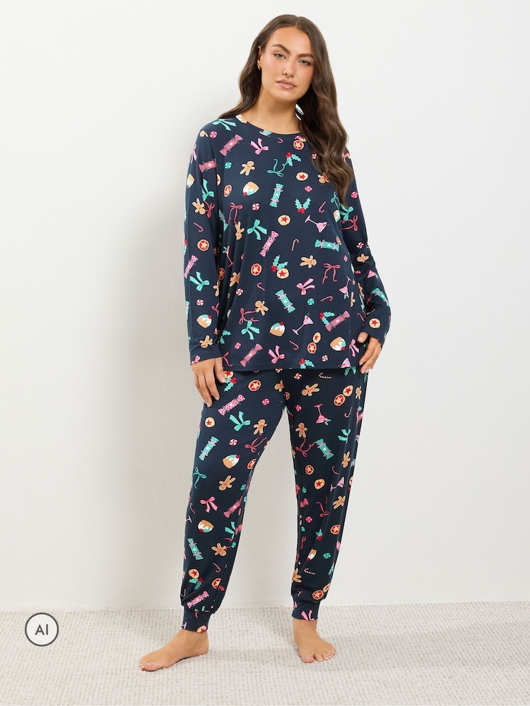 Μπλε - Yours Curve Fleece Pyjama Set - Εικόνα 1 από 7
