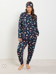 Μπλε - Yours Curve Fleece Pyjama Set - Εικόνα 2 από 7