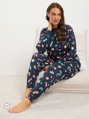 Μπλε - Yours Curve Fleece Pyjama Set - Εικόνα 4 από 7