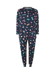 Μπλε - Yours Curve Fleece Pyjama Set - Εικόνα 6 από 7