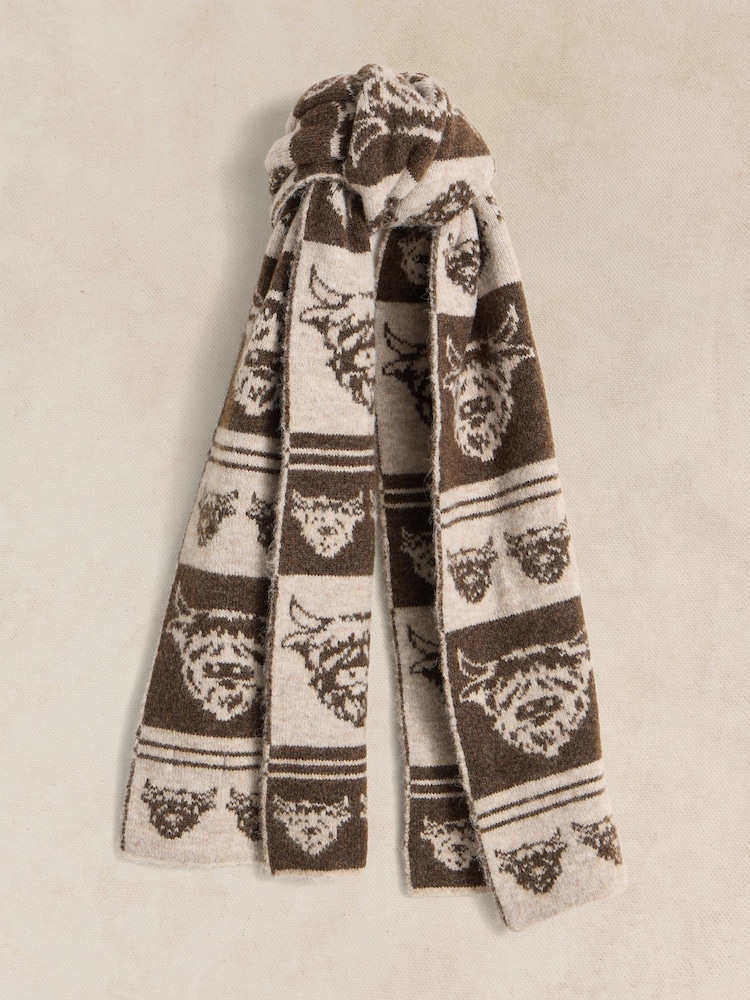 White Stuff Natural Cow Jacquard Scarf - Image 1 of 3