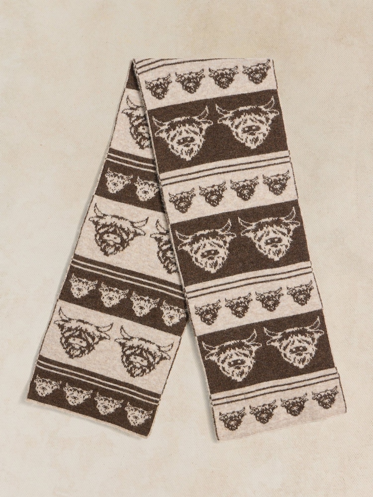 White Stuff Natural Cow Jacquard Scarf - Image 2 of 3