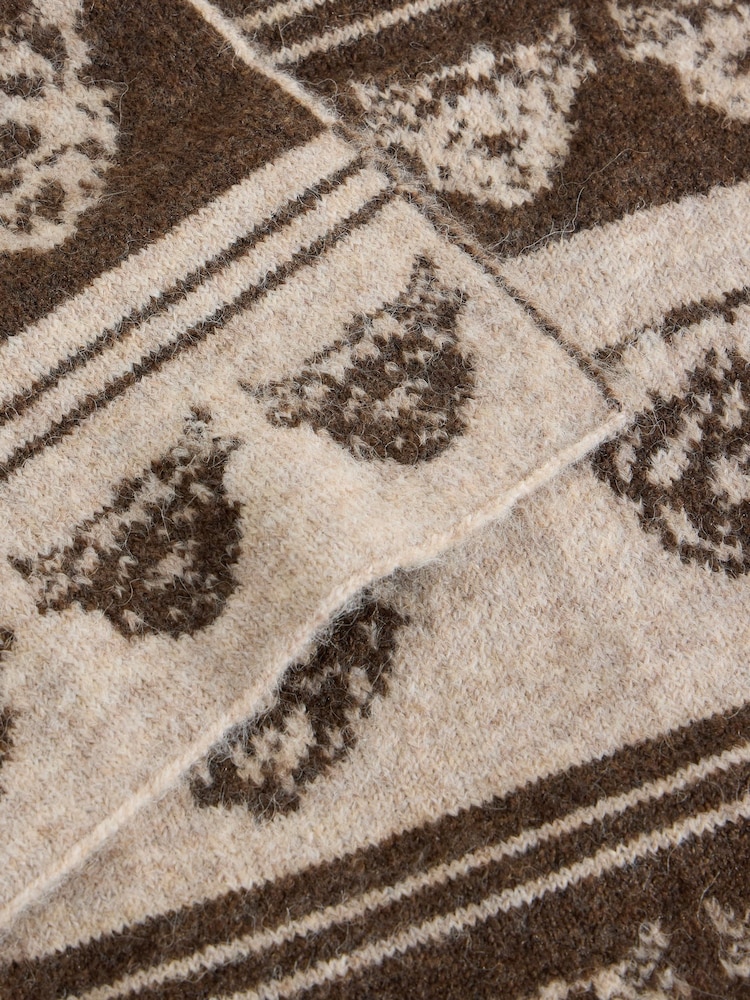 White Stuff Natural Cow Jacquard Scarf - Image 3 of 3
