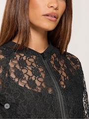 PixieGirl Petite Black Lace Bomber Jacket - Image 4 of 6