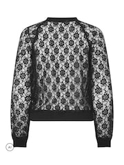 PixieGirl Petite Black Lace Bomber Jacket - Image 6 of 6