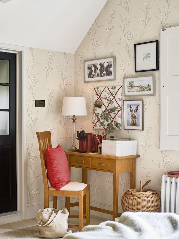 Laura Ashley Dove Grey Pussy Willow 10M Wallpaper - Image 2 of 6
