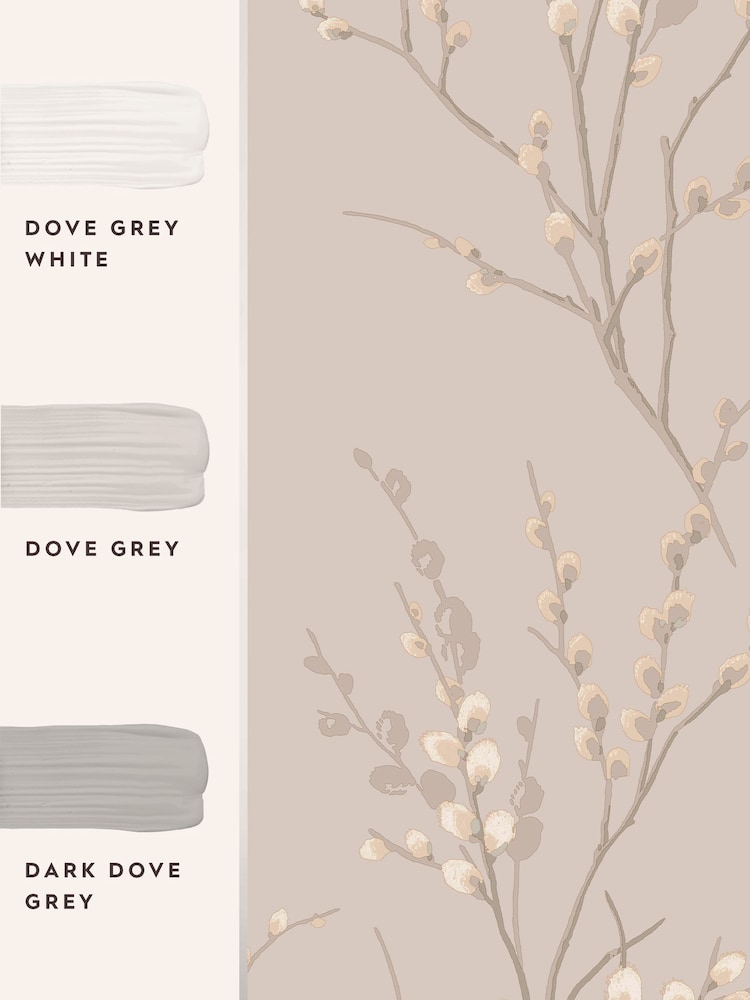 Laura Ashley Dove Grey Pussy Willow 10M Wallpaper - Image 4 of 4